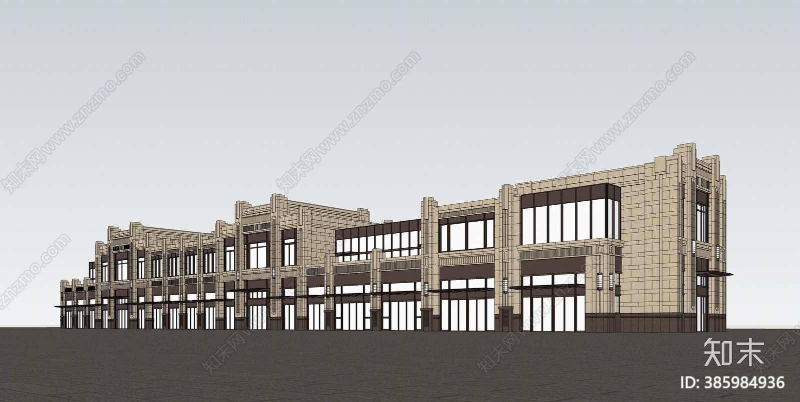 新古典沿街商业SU模型下载【ID:385984936】