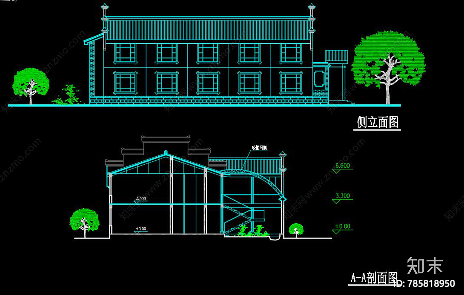 新徽派园林酒店CAD图纸施工图下载【ID:785818950】