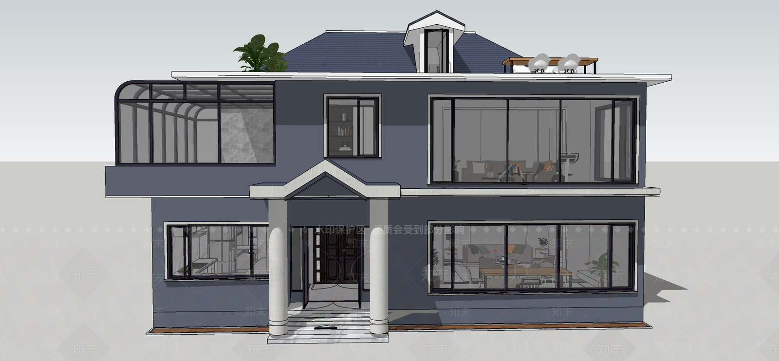 现代乡下自建别墅SU模型下载【ID:185819090】