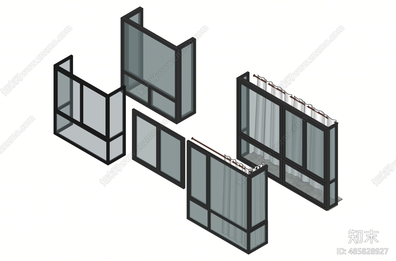 现代铝合金飘窗SU模型下载【ID:485828927】