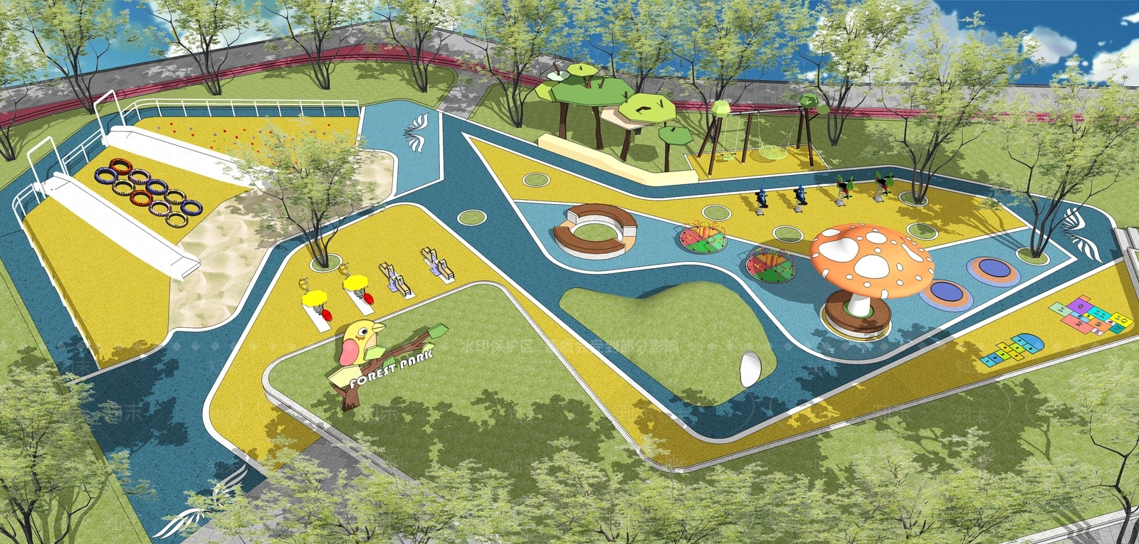 现代风格儿童主题公园景观SU模型下载【ID:585828731】