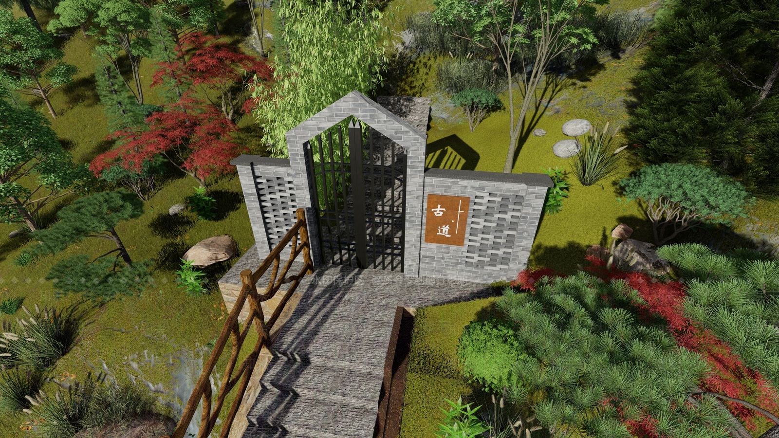 新中式青砖景墙SU模型下载【ID:785828068】