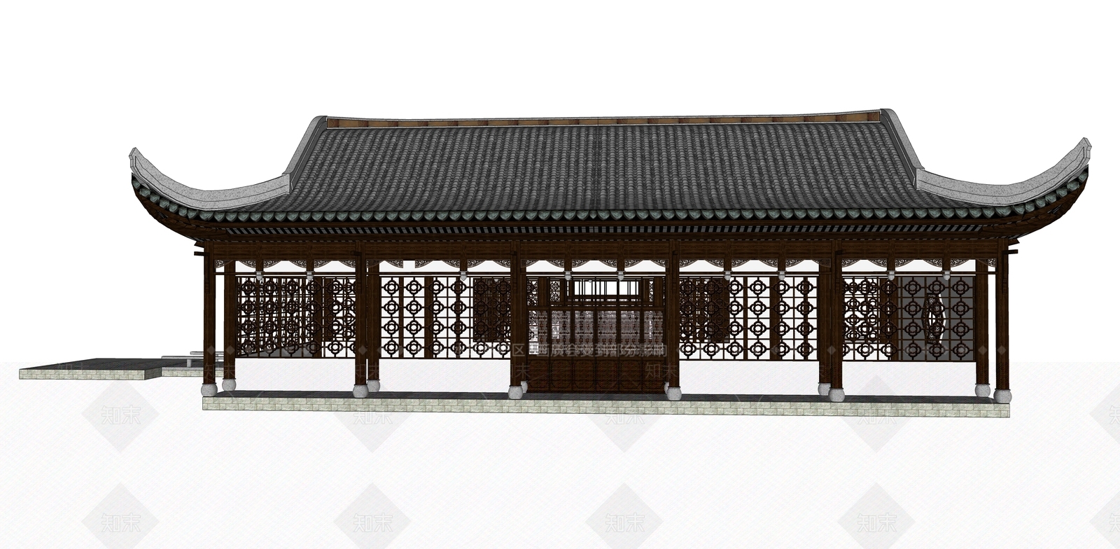 中式古建筑SU模型下载【ID:885836404】