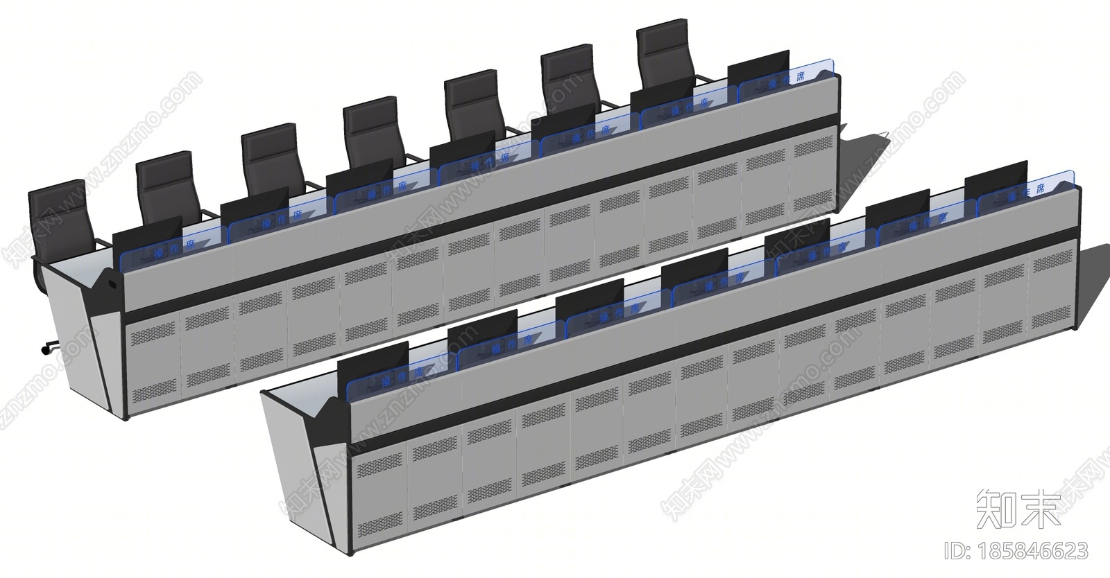 现代监控室操作台SU模型下载【ID:185846623】