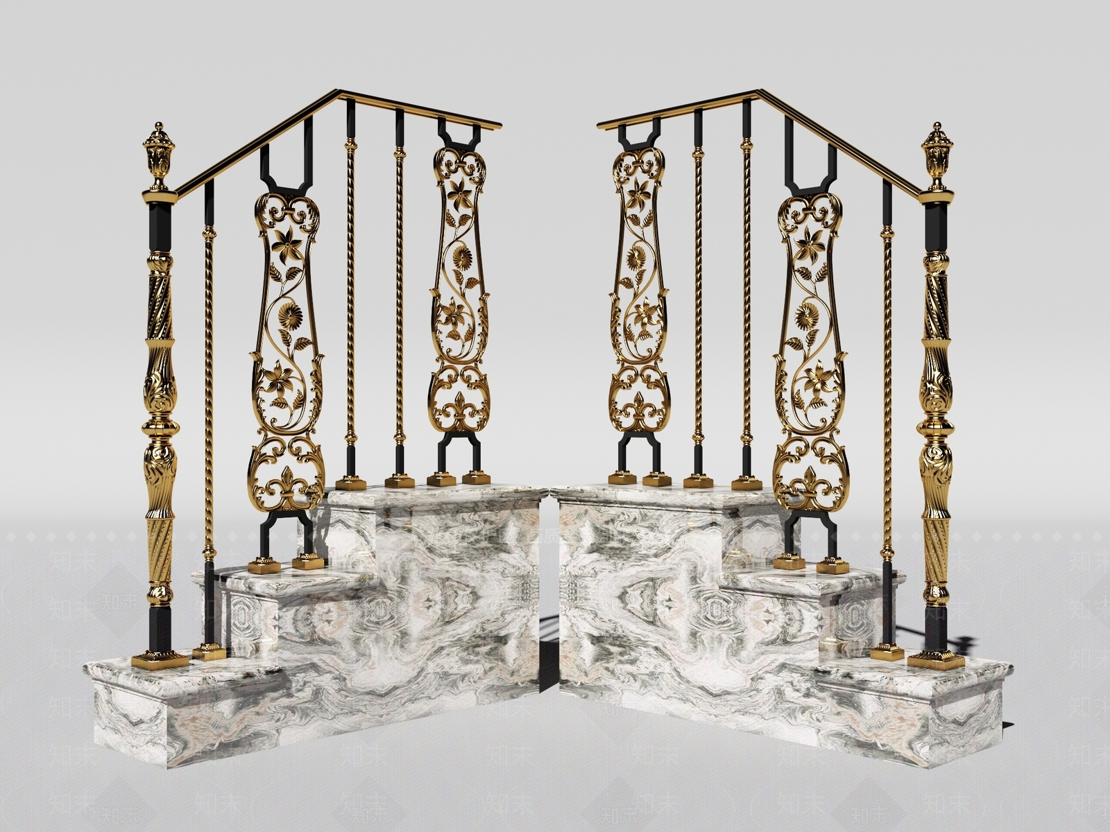 欧式古雕花栏杆3D模型下载【ID:885856532】