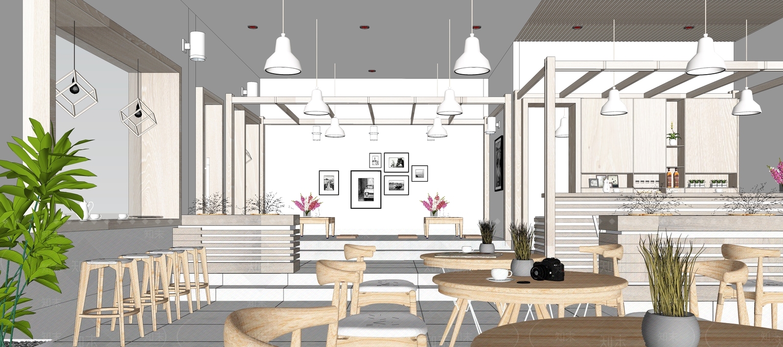 现代风格餐厅SU模型下载【ID:985865092】