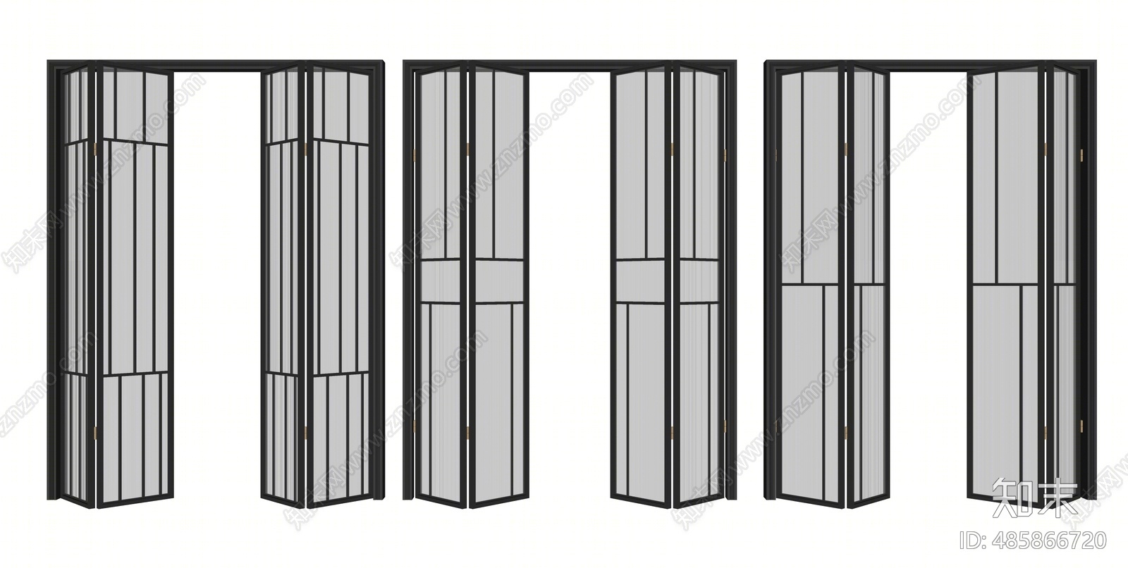 现代工艺玻璃折叠门SU模型下载【ID:485866720】