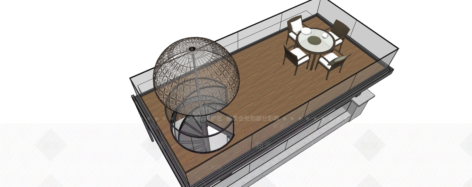 现代顶楼阳光棚SU模型下载【ID:285877380】