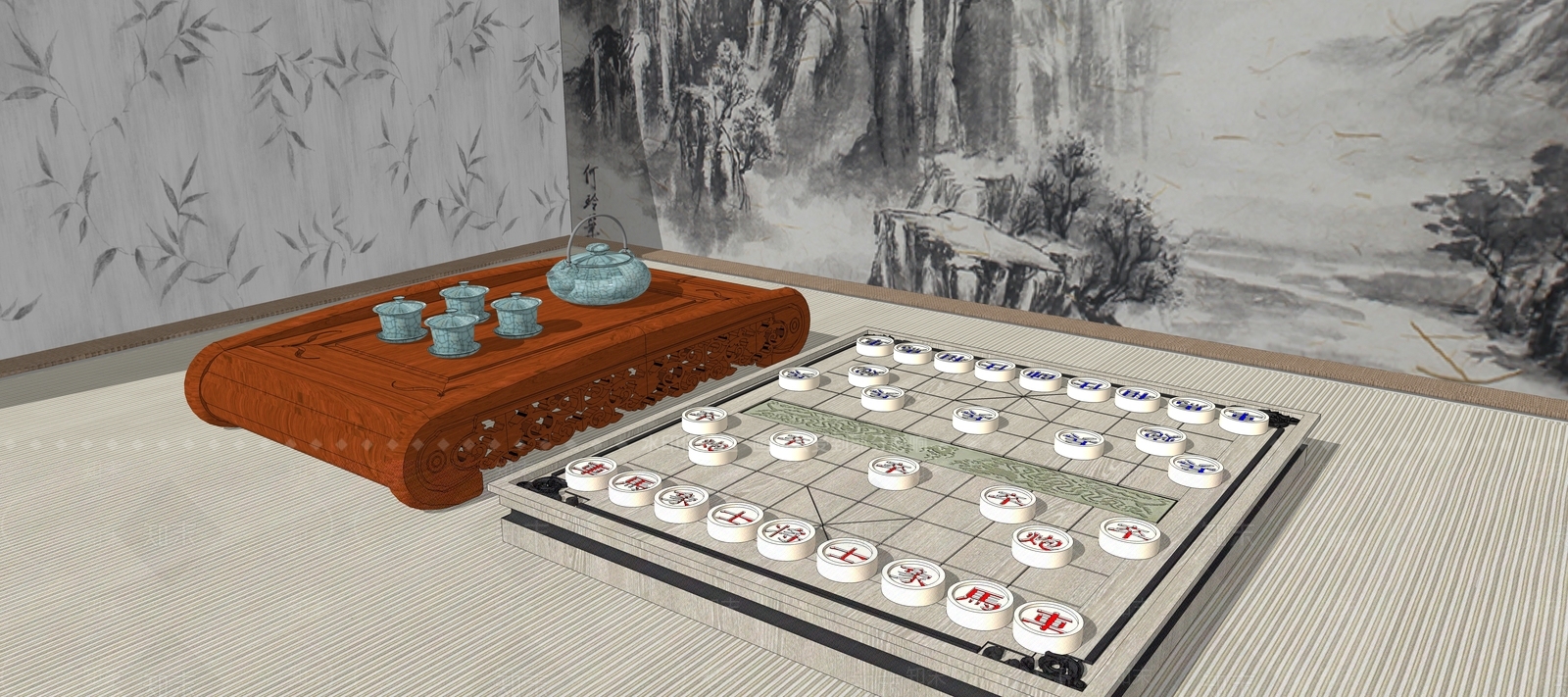 中式风格象棋SU模型下载【ID:985883926】