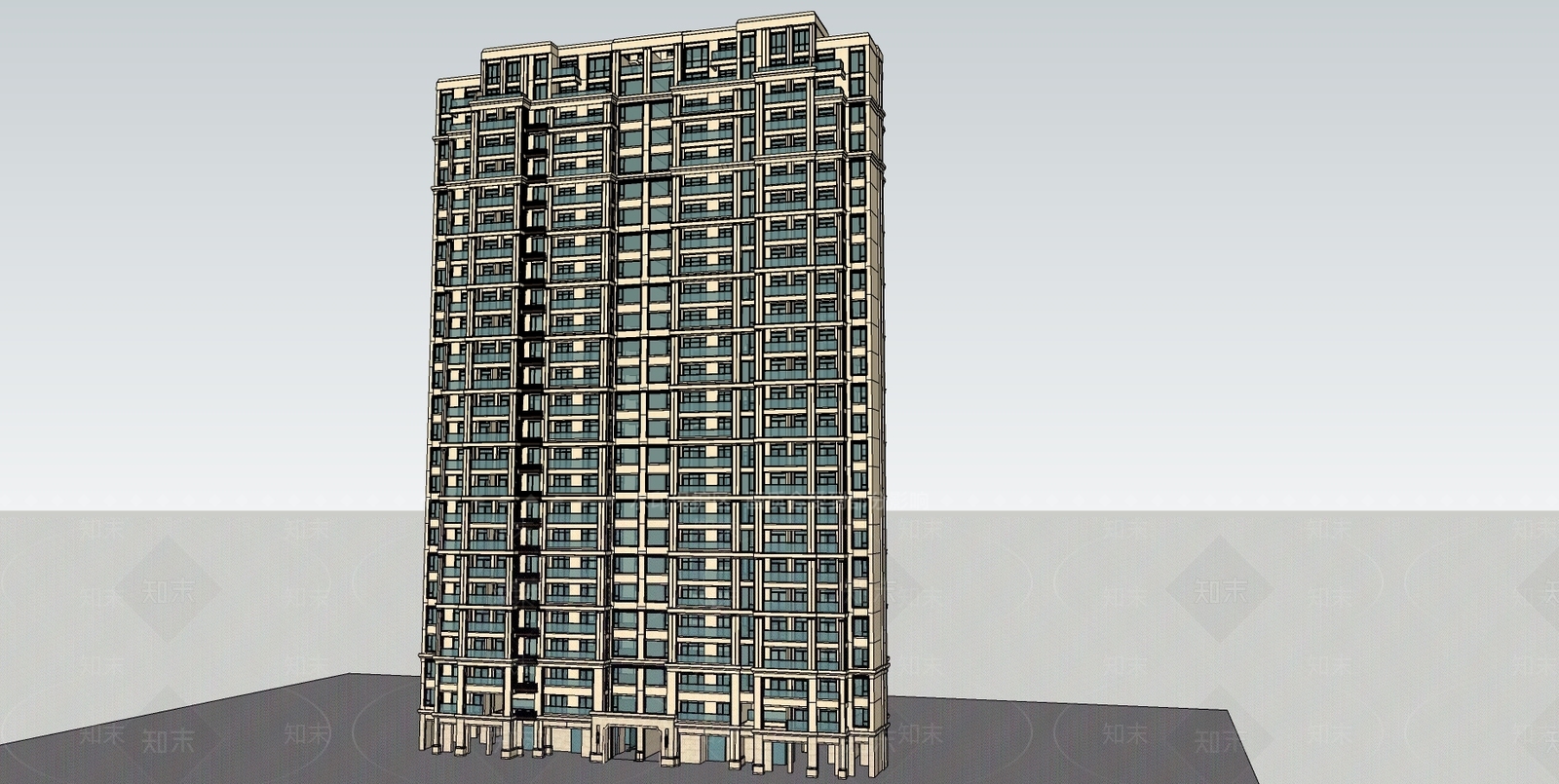 现代住宅外观SU模型下载【ID:285884717】