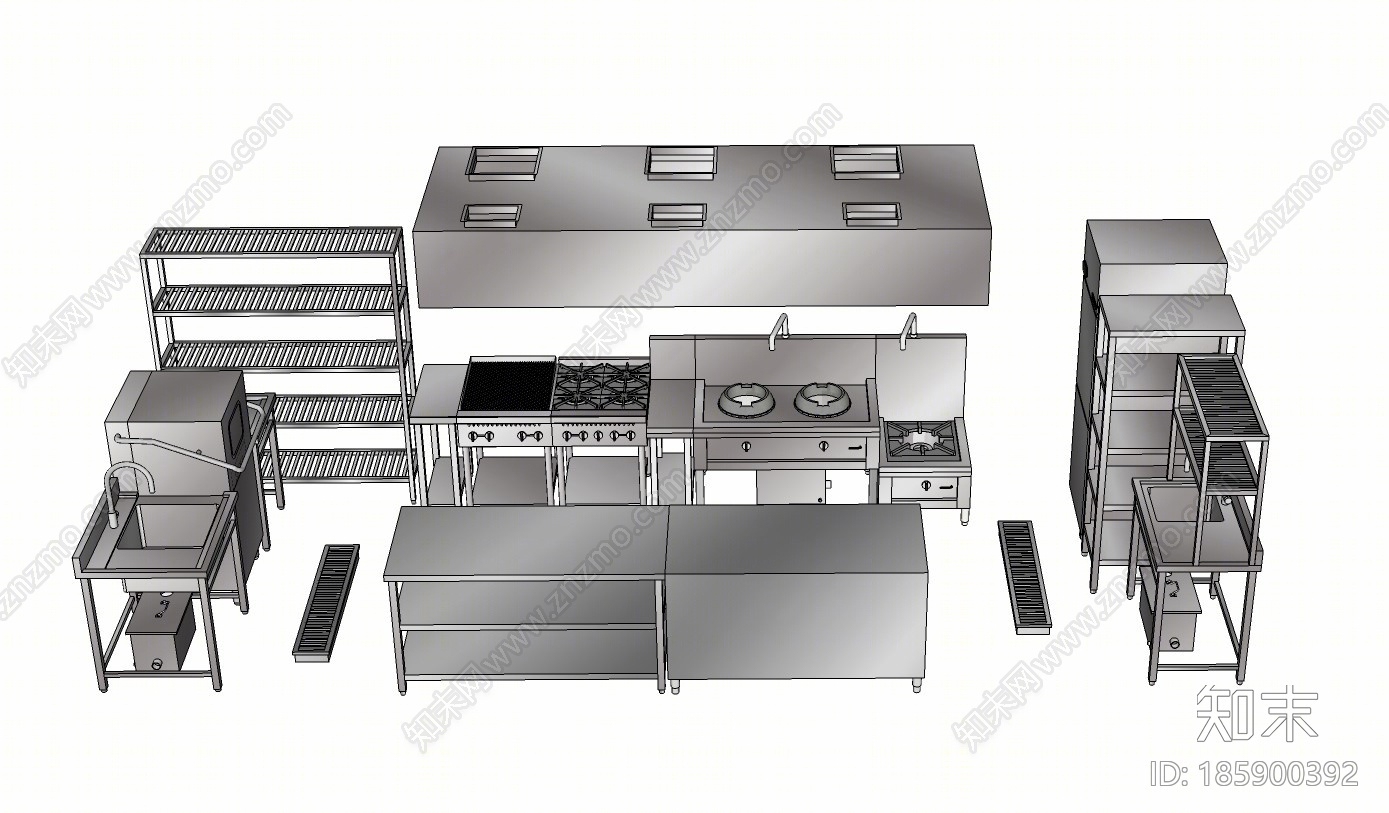 现代厨房设备SU模型下载【ID:185900392】