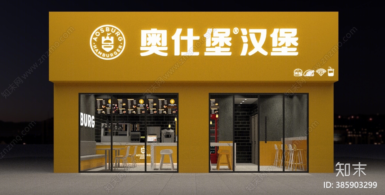 工业风汉堡店SU模型下载【ID:385903299】