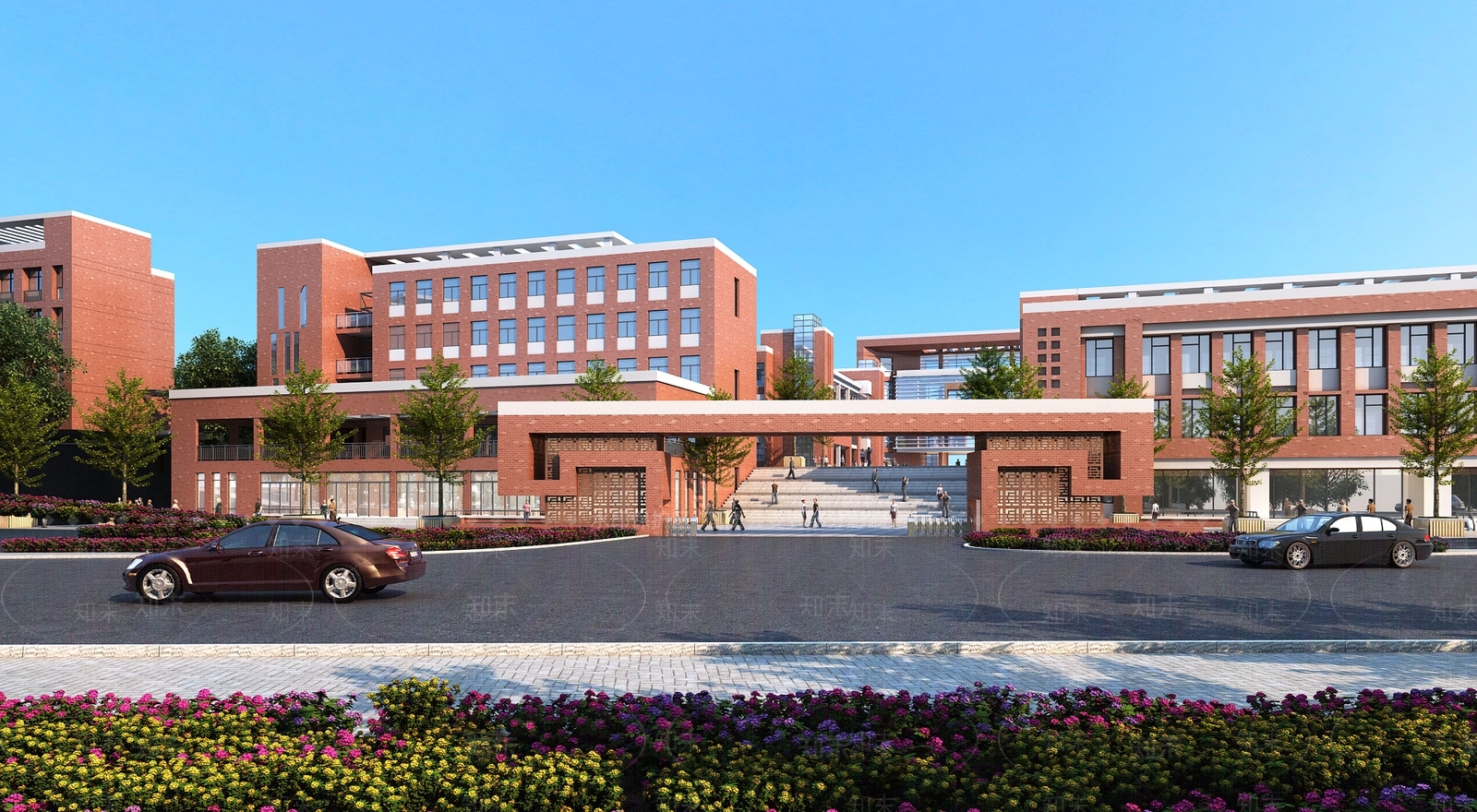 现代学校外观3d模型下载【id:185910007】