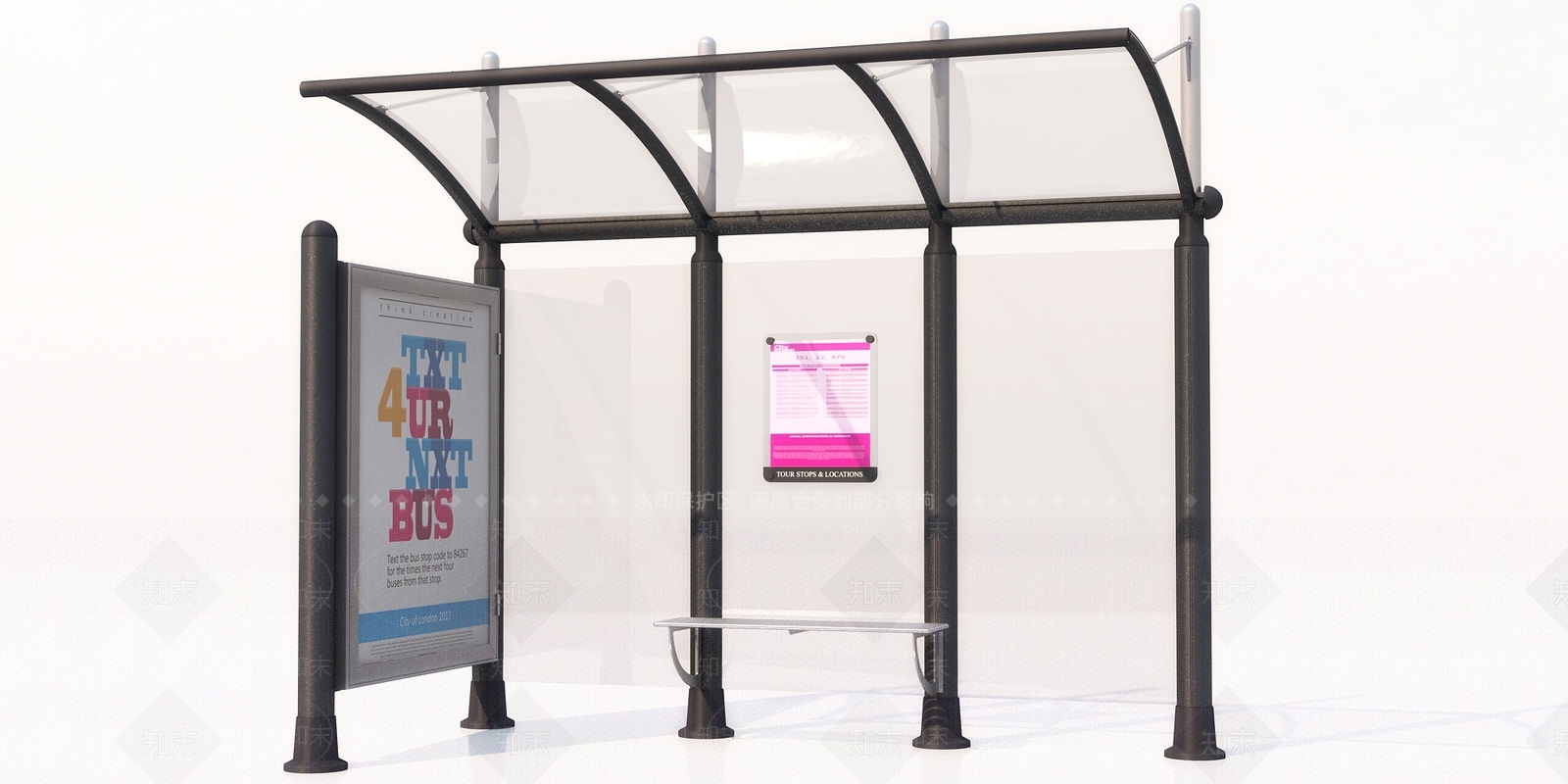 现代公交站亭3D模型下载【ID:885910757】