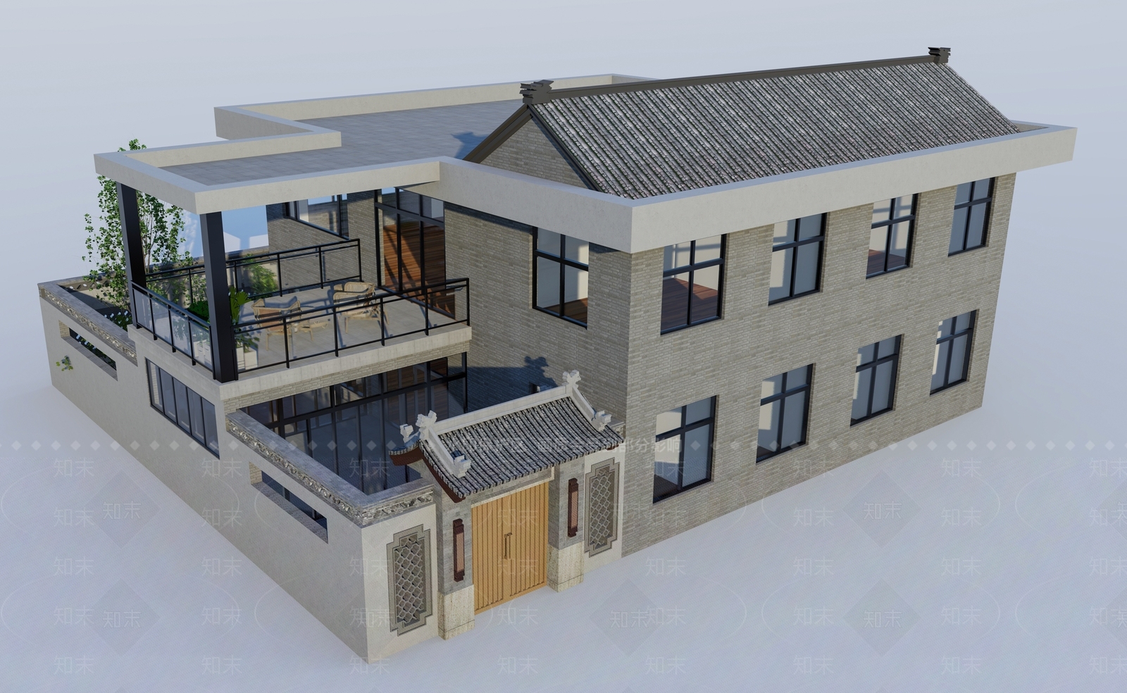 新中式乡村住宅SU模型下载【ID:285912320】