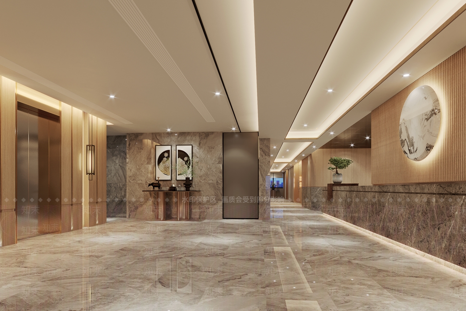 新中式公司电梯间3D模型下载【ID:485919063】