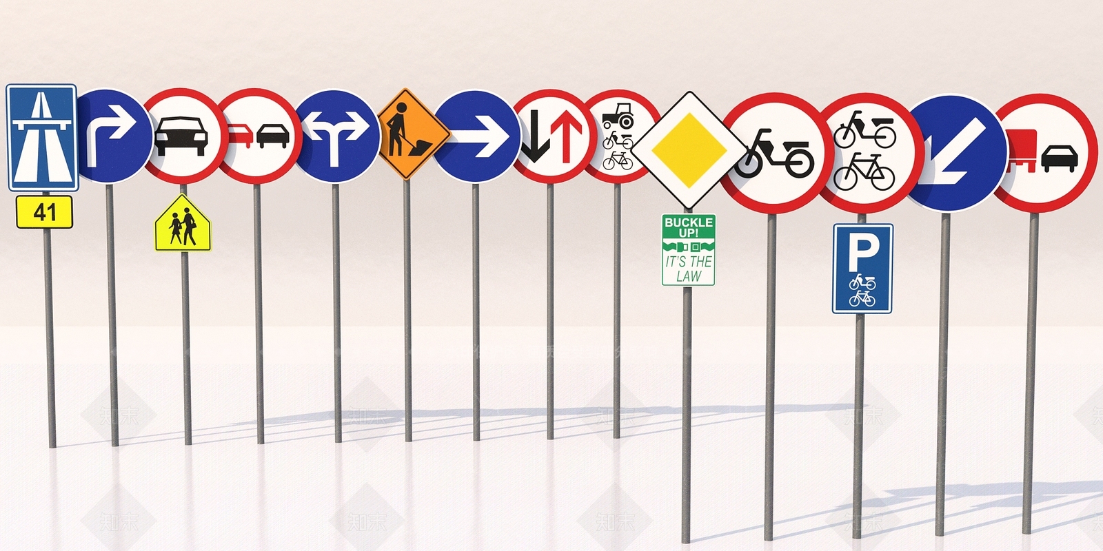 现代路标指示牌3D模型下载【ID:885928749】