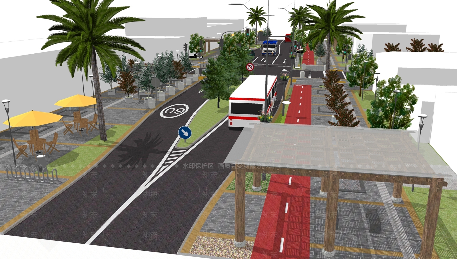 现代道路路口SU模型下载【ID:986169705】