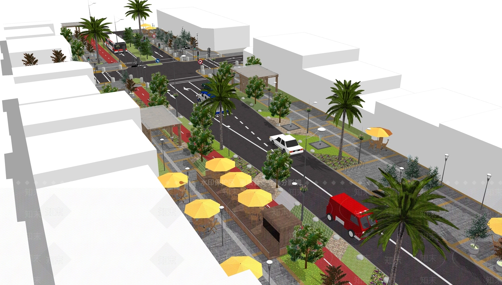 现代道路路口SU模型下载【ID:986169705】
