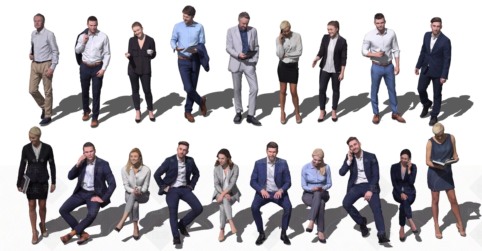 现代坐姿人物SU模型下载【ID:285934395】