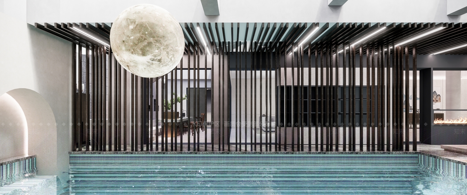 现代游泳池SU模型下载【ID:586198919】