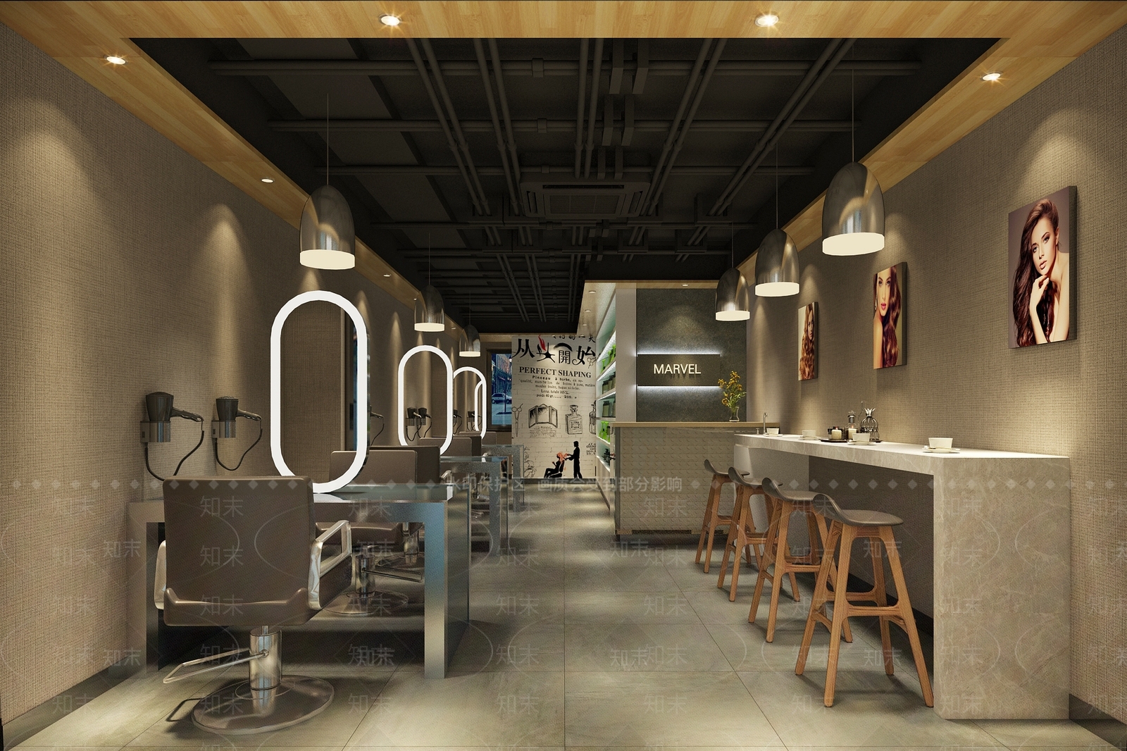 现代简约理发店3D模型下载【ID:292959642】