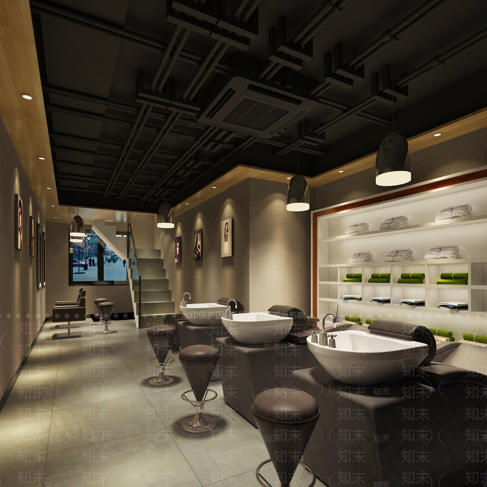 现代简约理发店3D模型下载【ID:292959642】