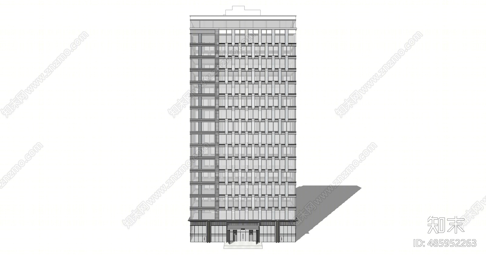 现代商业办公楼SU模型下载【ID:485952263】