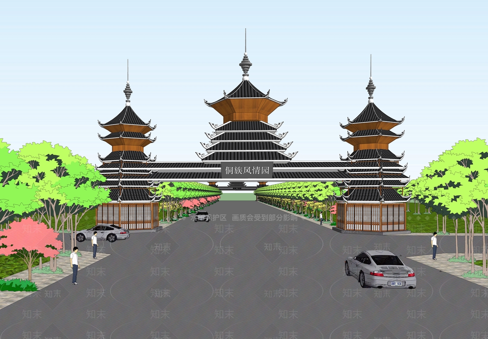 中式牌坊SU模型下载【ID:485988583】