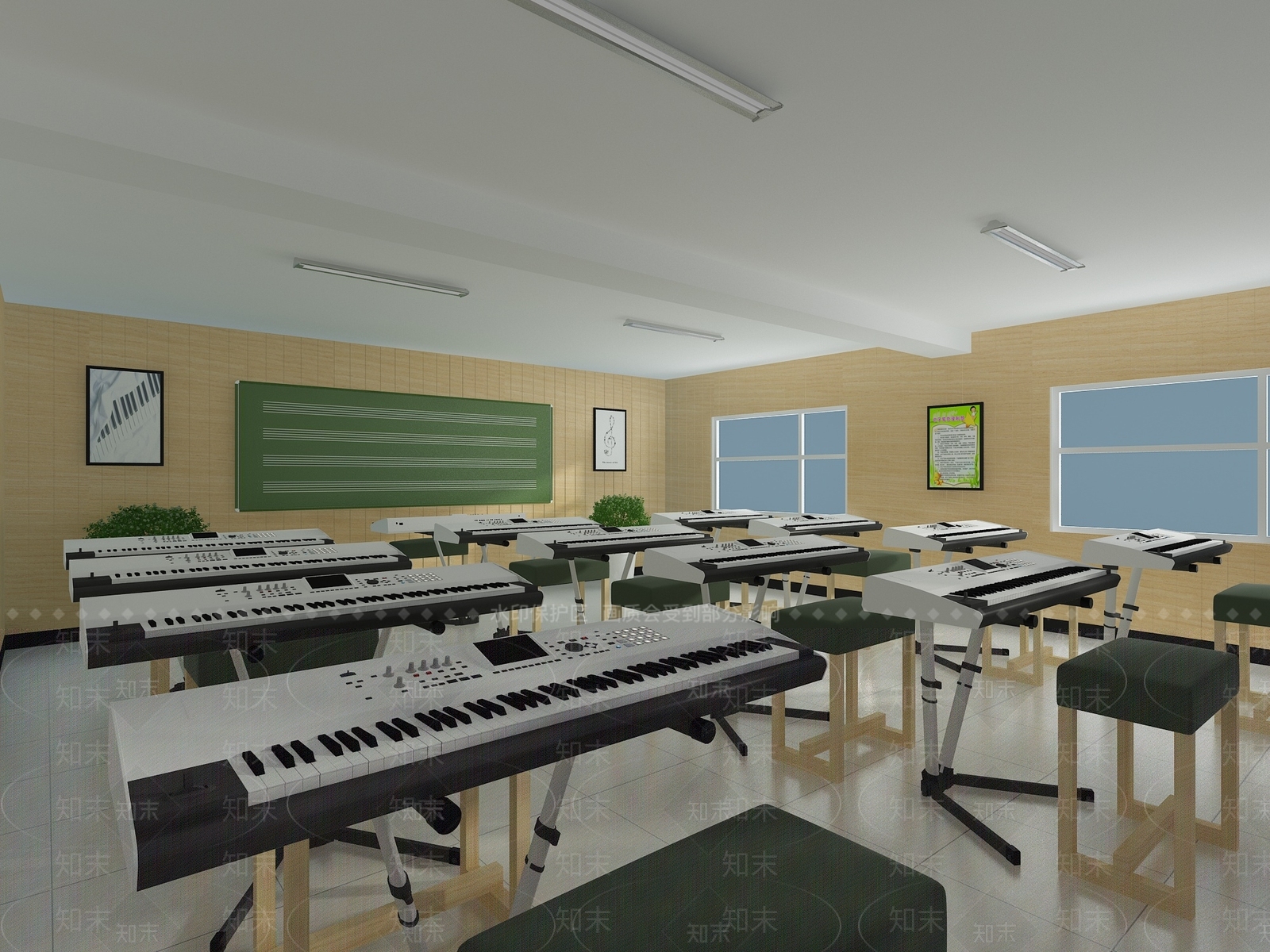 现代电子琴教室3D模型下载【ID:586007899】