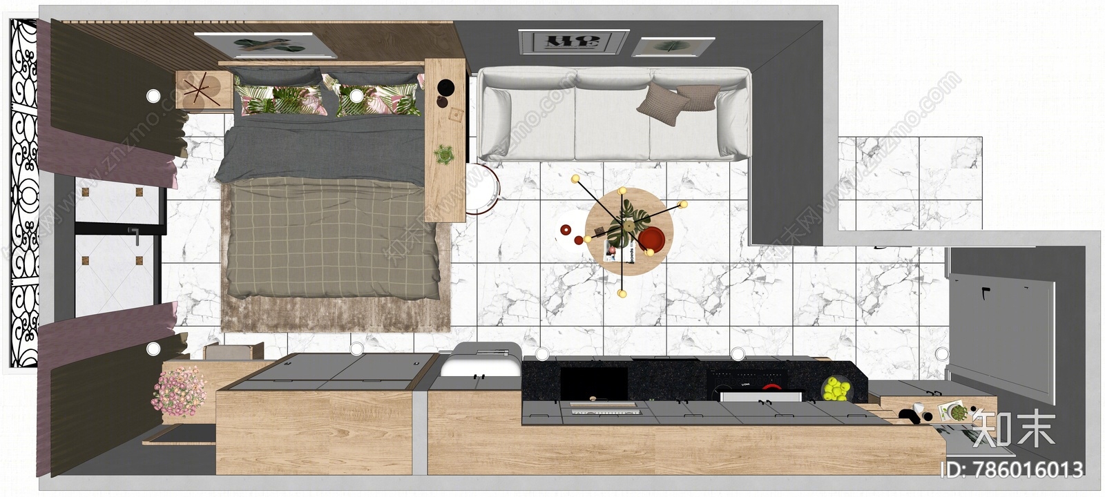 北欧单身公寓SU模型下载【ID:786016013】
