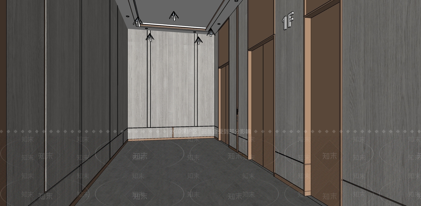 现代电梯厅SU模型下载【ID:786020555】