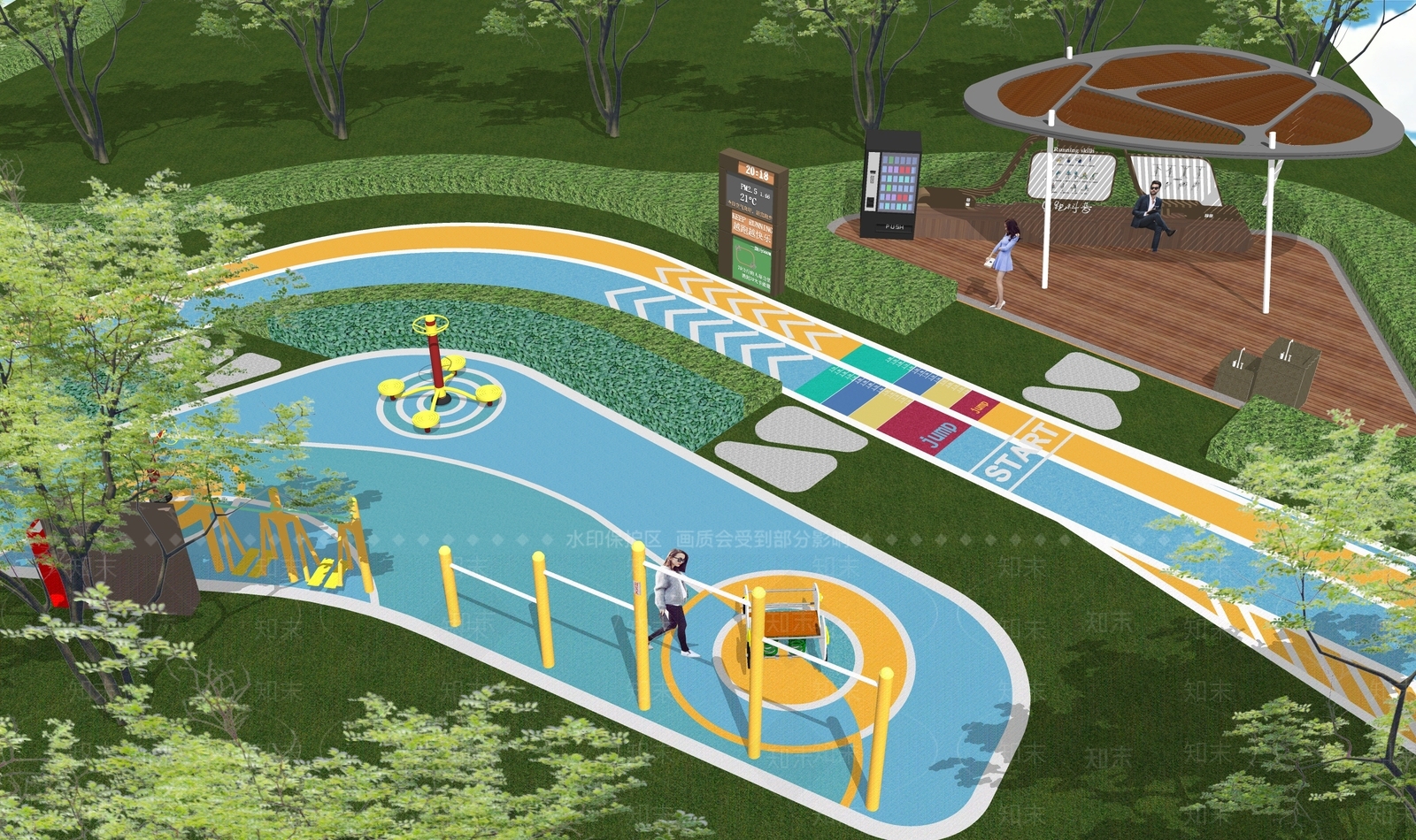现代公园景观SU模型下载【ID:586069421】