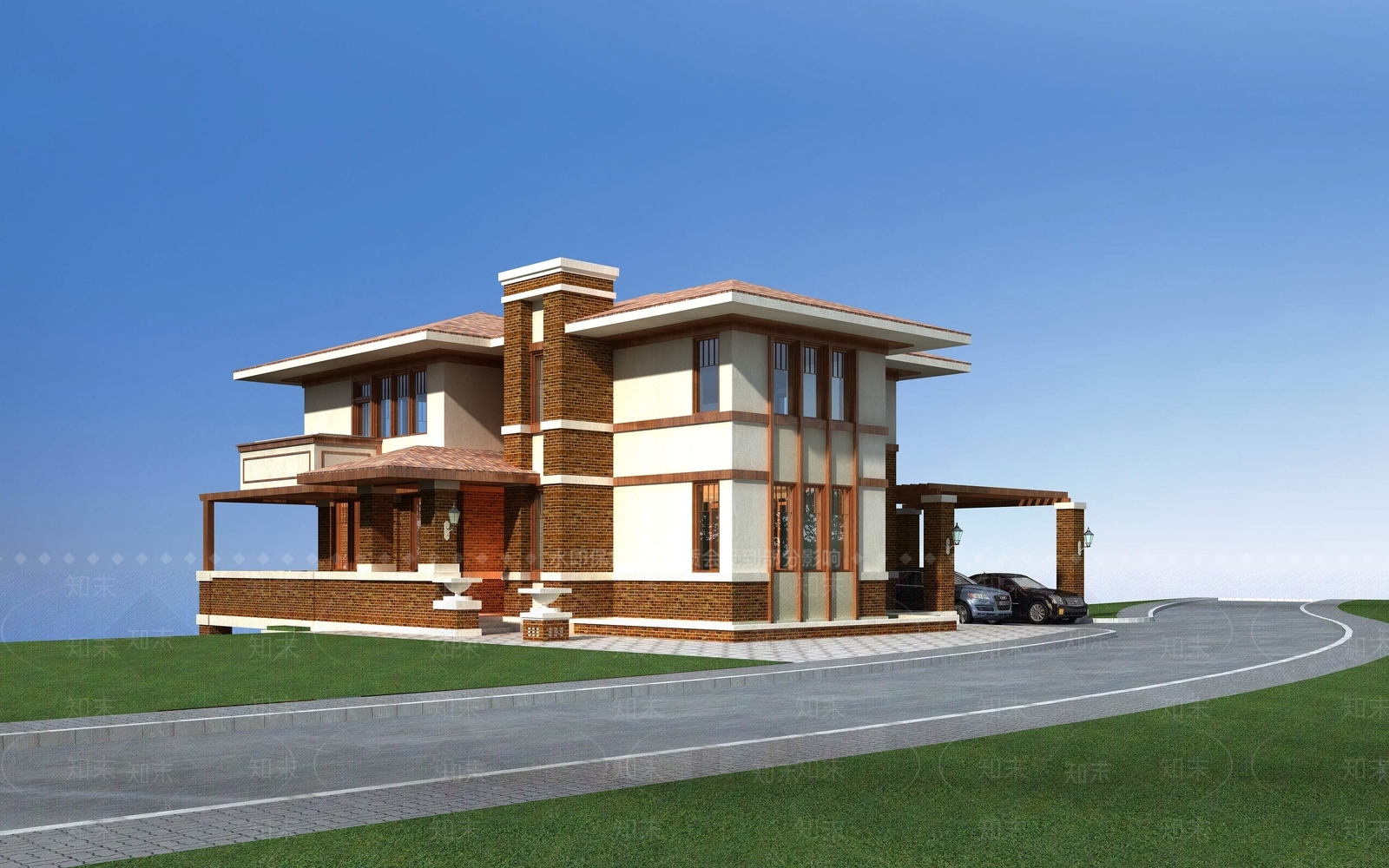 草原风格独栋别墅3D模型下载【ID:986078847】