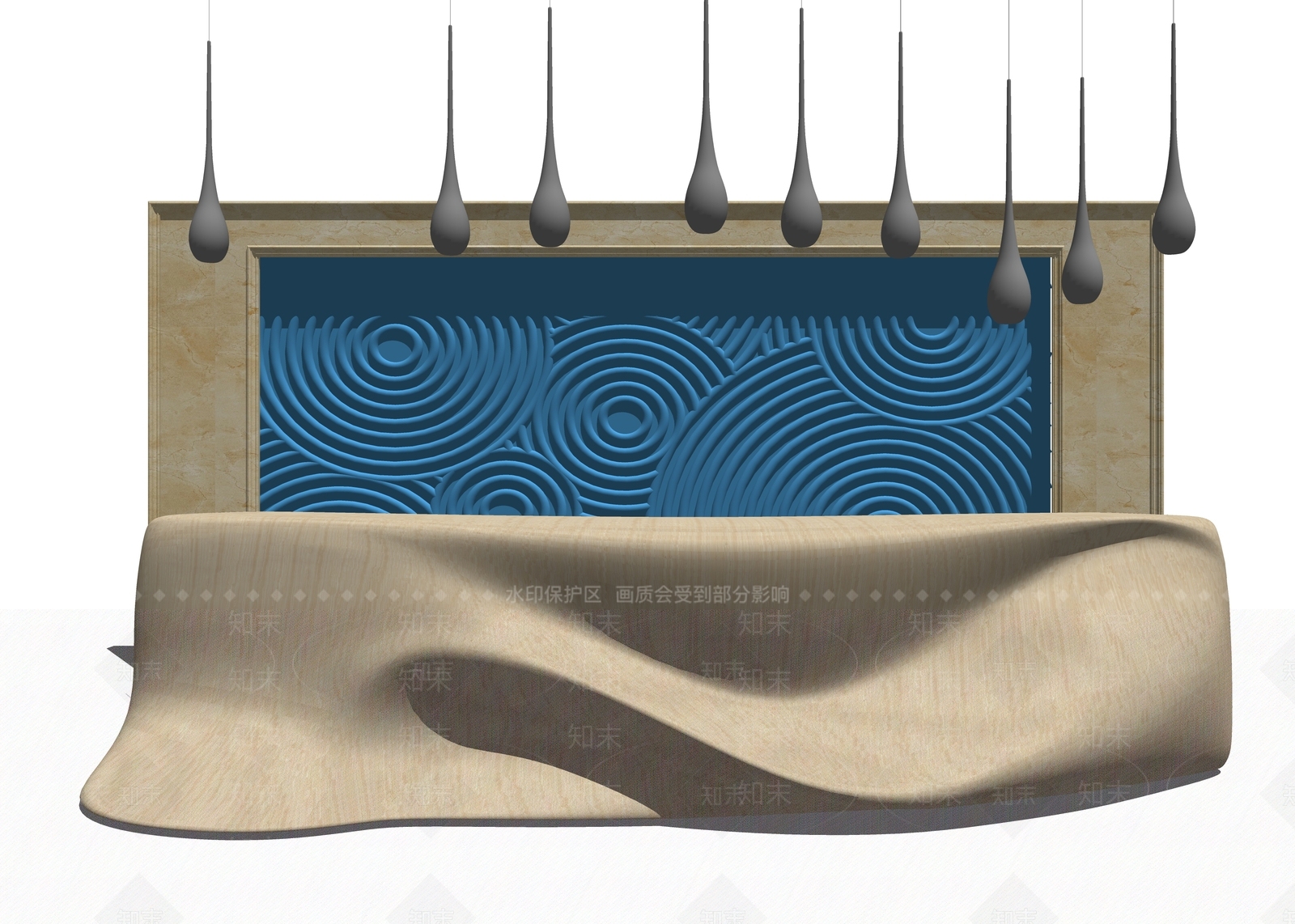 现代风格前台桌SU模型下载【ID:386092371】