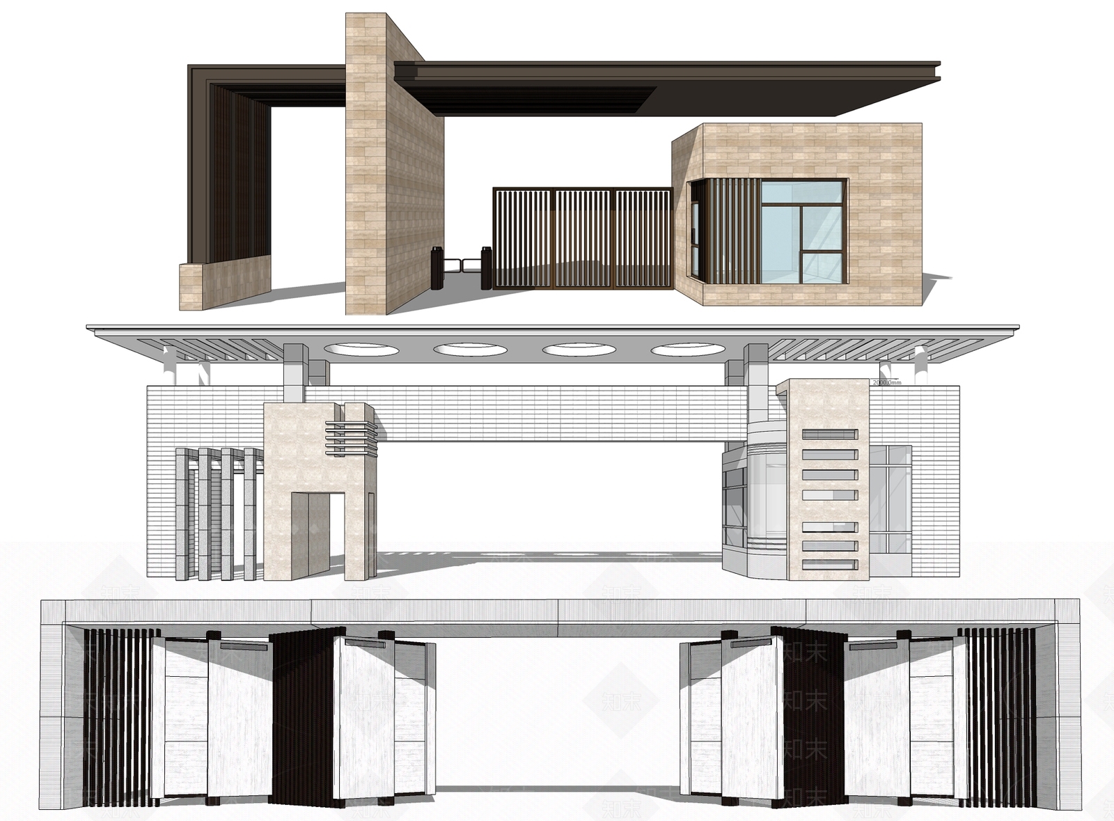 现代企业工厂大门SU模型下载【ID:986093169】