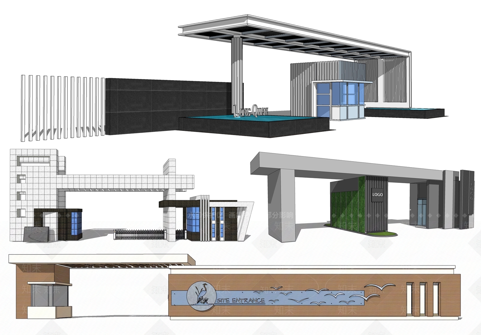 现代企业工厂大门SU模型下载【ID:986093184】