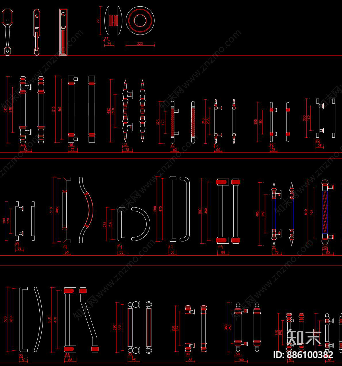 门拉手施工图下载【ID:886100382】