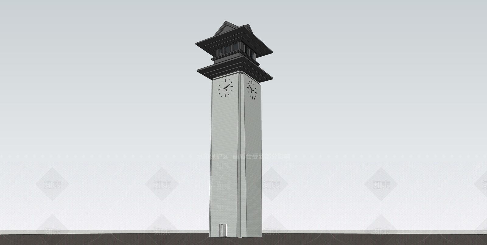 中式塔楼SU模型下载【ID:886114244】