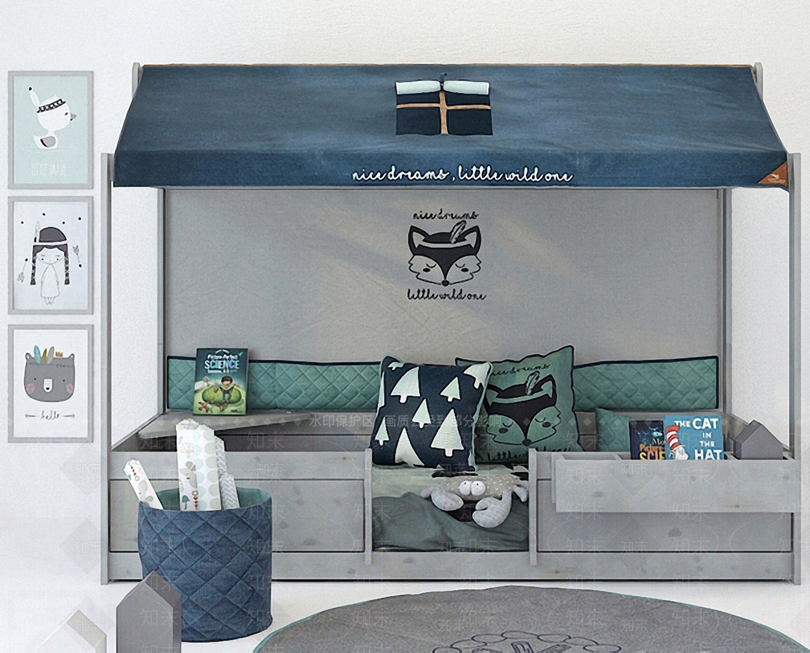 现代儿童床3D模型下载【ID:786121147】