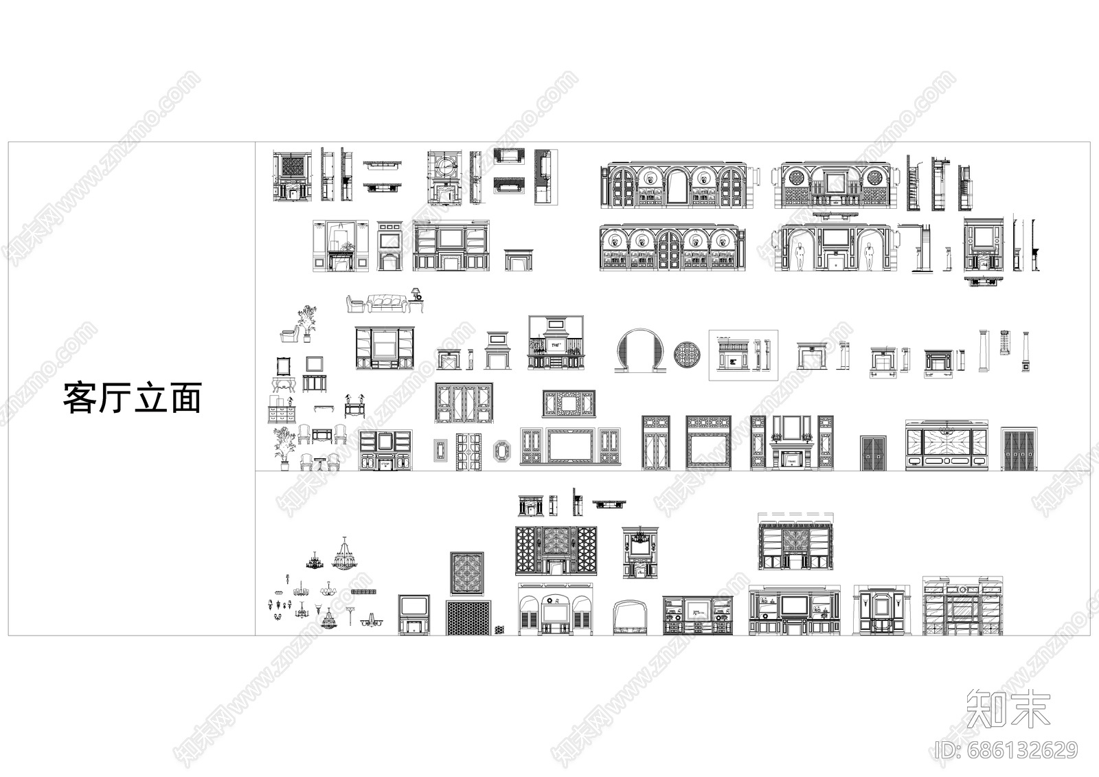 CAD平立面图库cad施工图下载【ID:686132629】