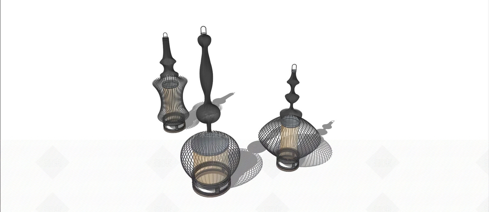 现代鸟笼灯SU模型下载【ID:686152608】