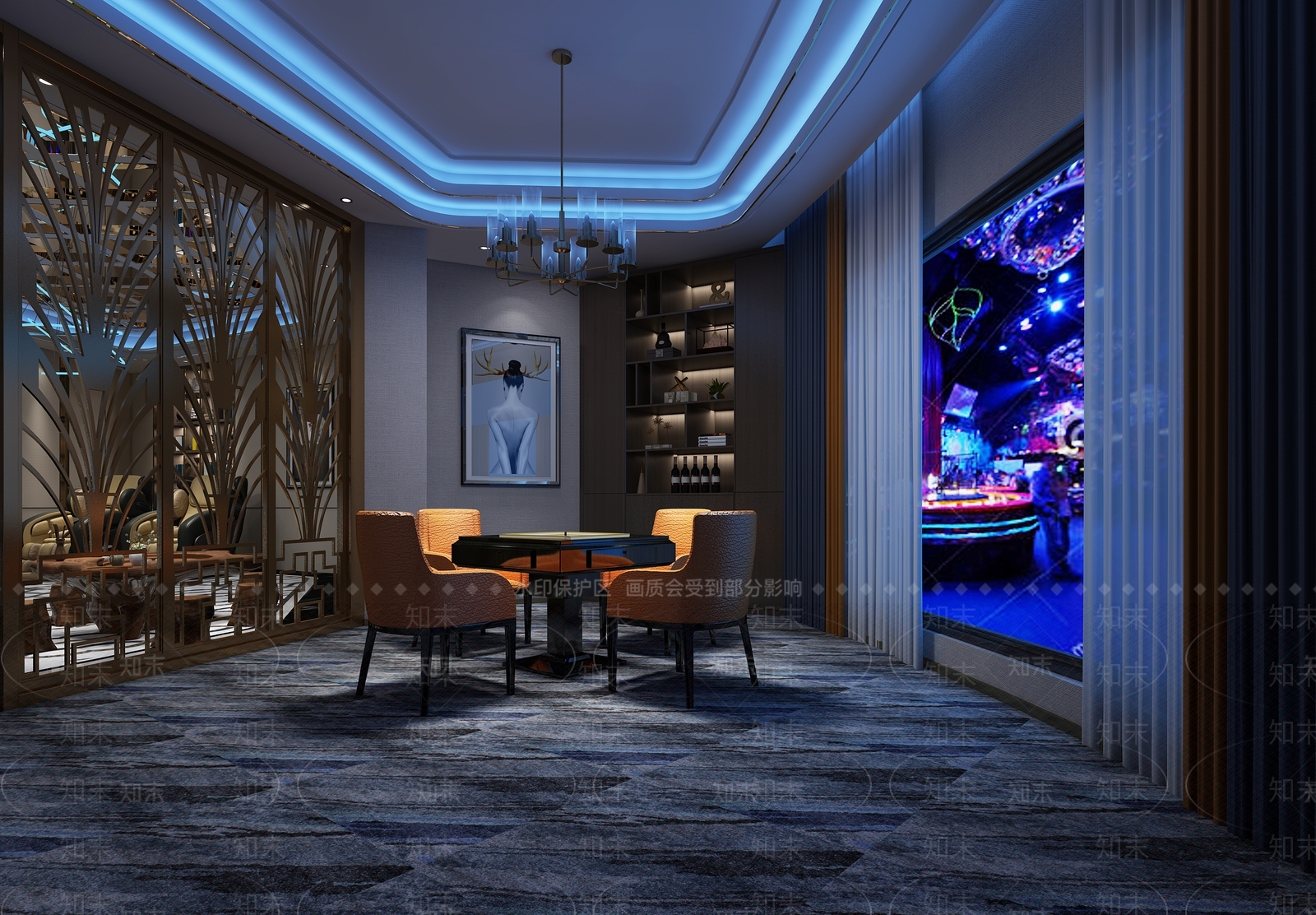 现代麻将室3D模型下载【ID:986174918】