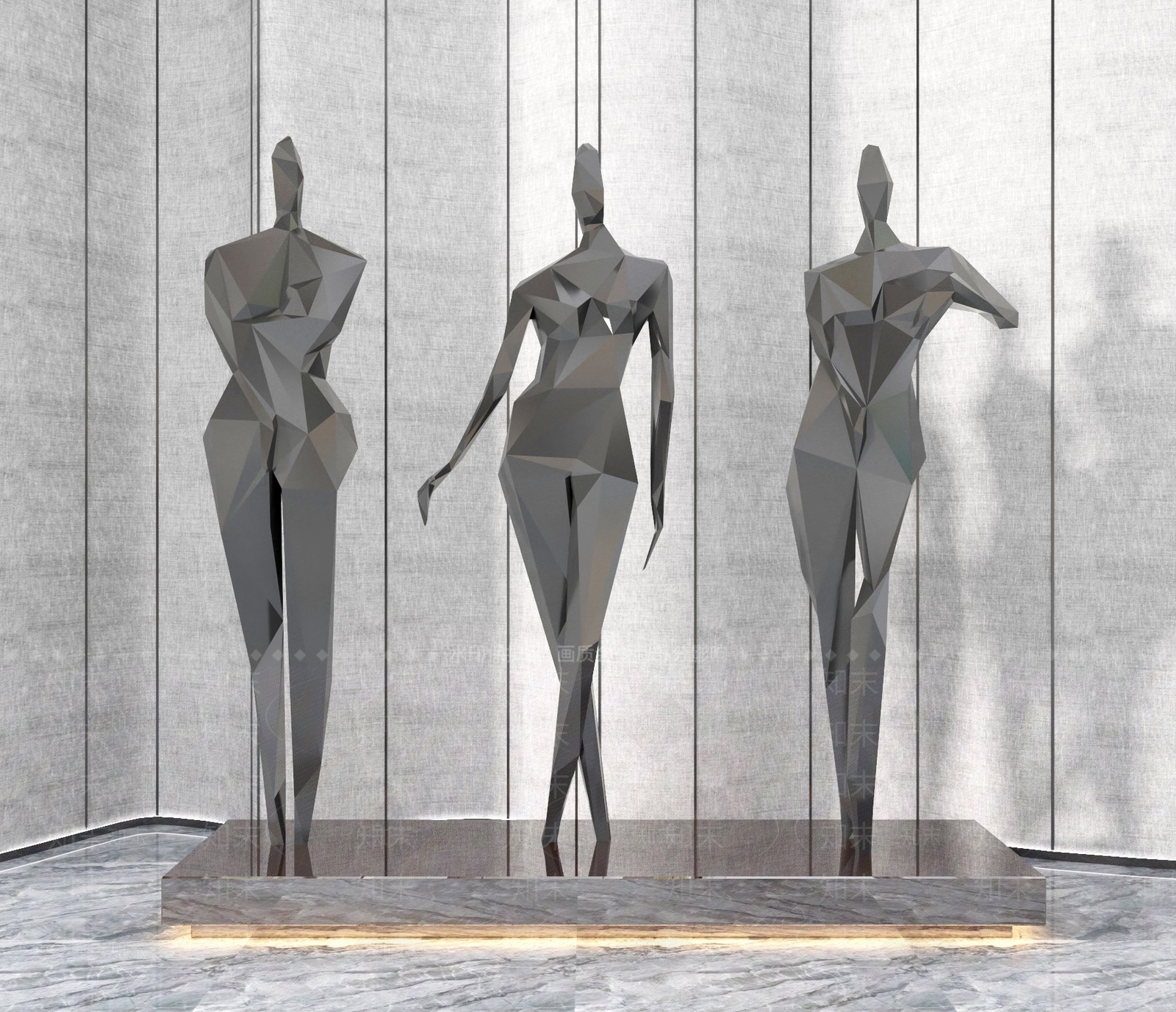 现代抽象人体雕塑3D模型下载【ID:386174877】