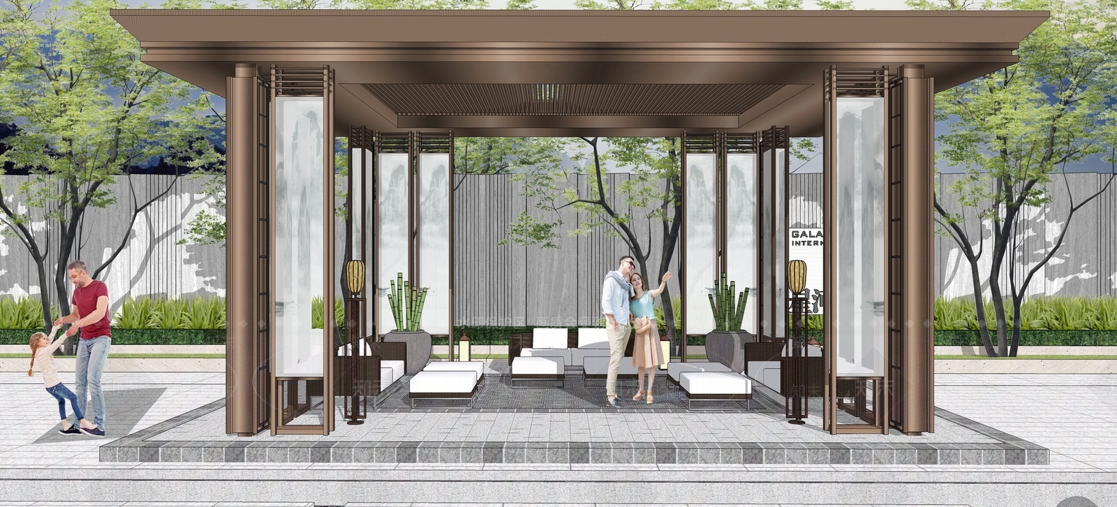 现代风格景观亭子SU模型下载【ID:486175845】