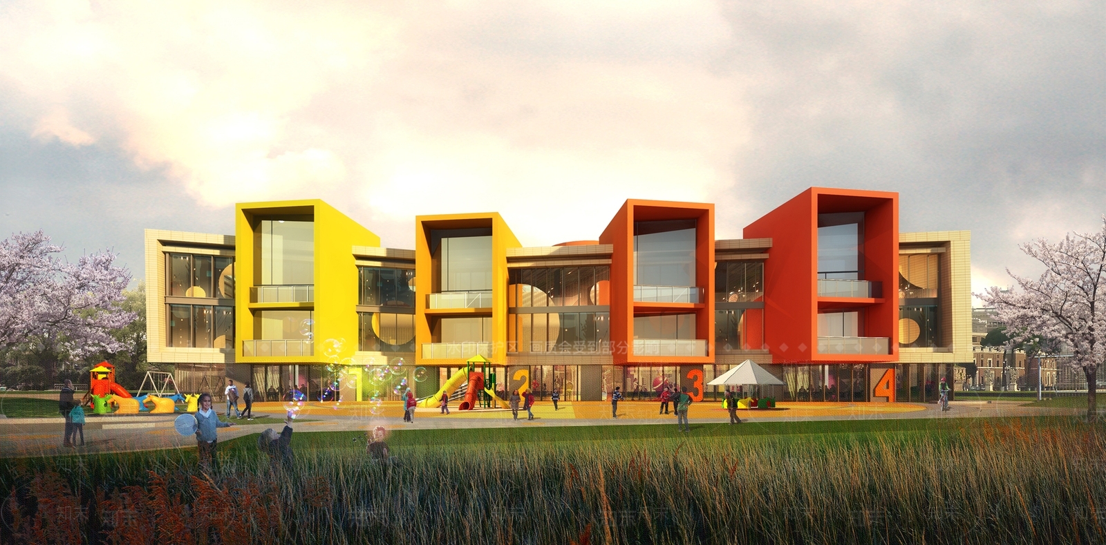 现代幼儿园校区SU模型下载【ID:886179136】