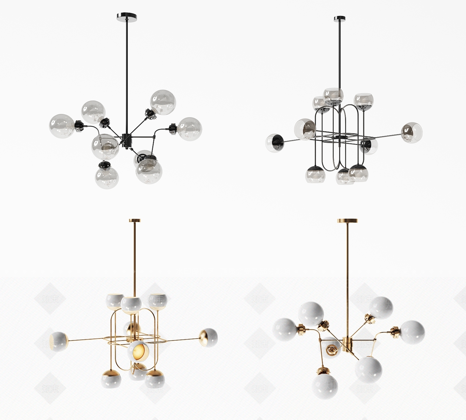 北欧吊灯组合3D模型下载【ID:586191896】