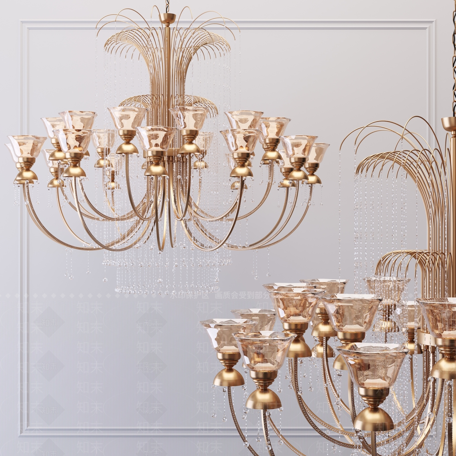 新古典吊灯3D模型下载【ID:586197823】