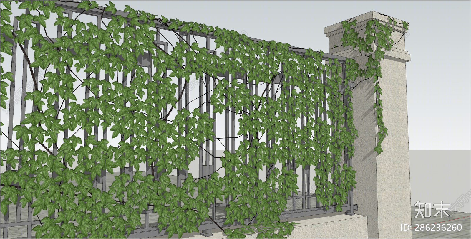 现代绿植墙SU模型下载【ID:286236260】