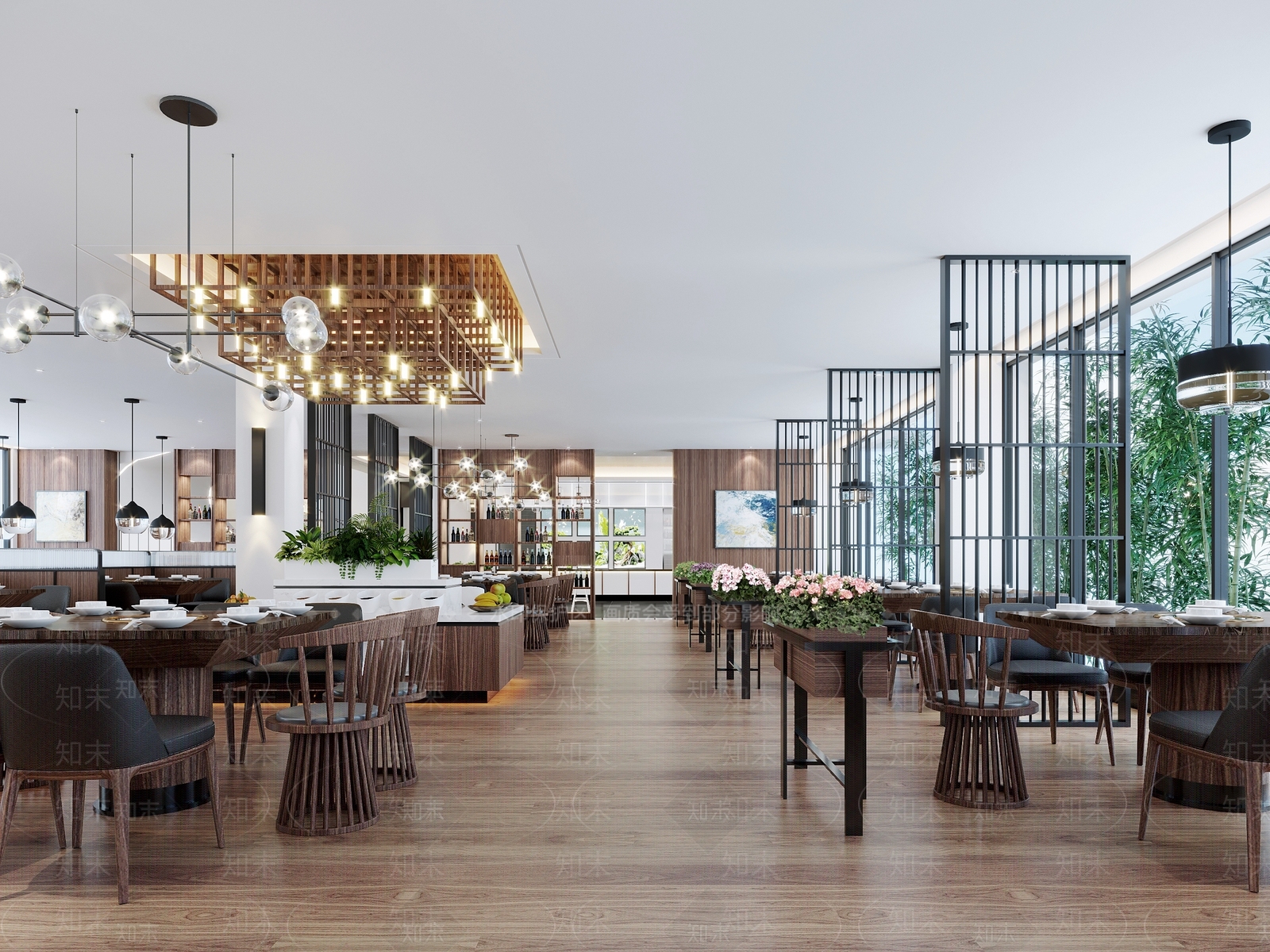 现代自助餐厅3D模型下载【ID:386239583】